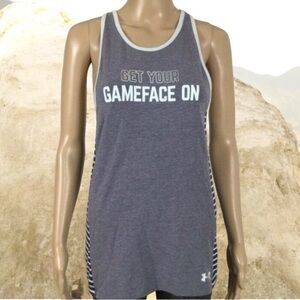 👛 2/$20 UNDER ARMOUR Heat Gear “Get Your Gameface On” Solid/Striped Long Tank